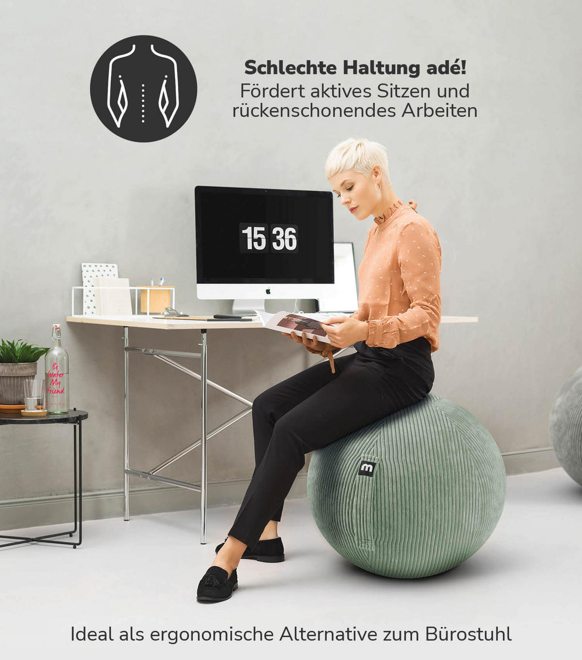 SITZBALL Der Sportliche - Mintgrün, Textil (65/65/65cm) - Mokebo