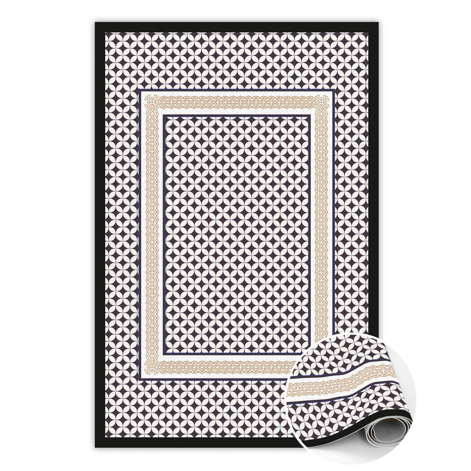 VINYL TEPPICH 80x120 cm Geometrischer Zopf - Creme/Schwarz, Kunststoff (80/120cm) - TULUP