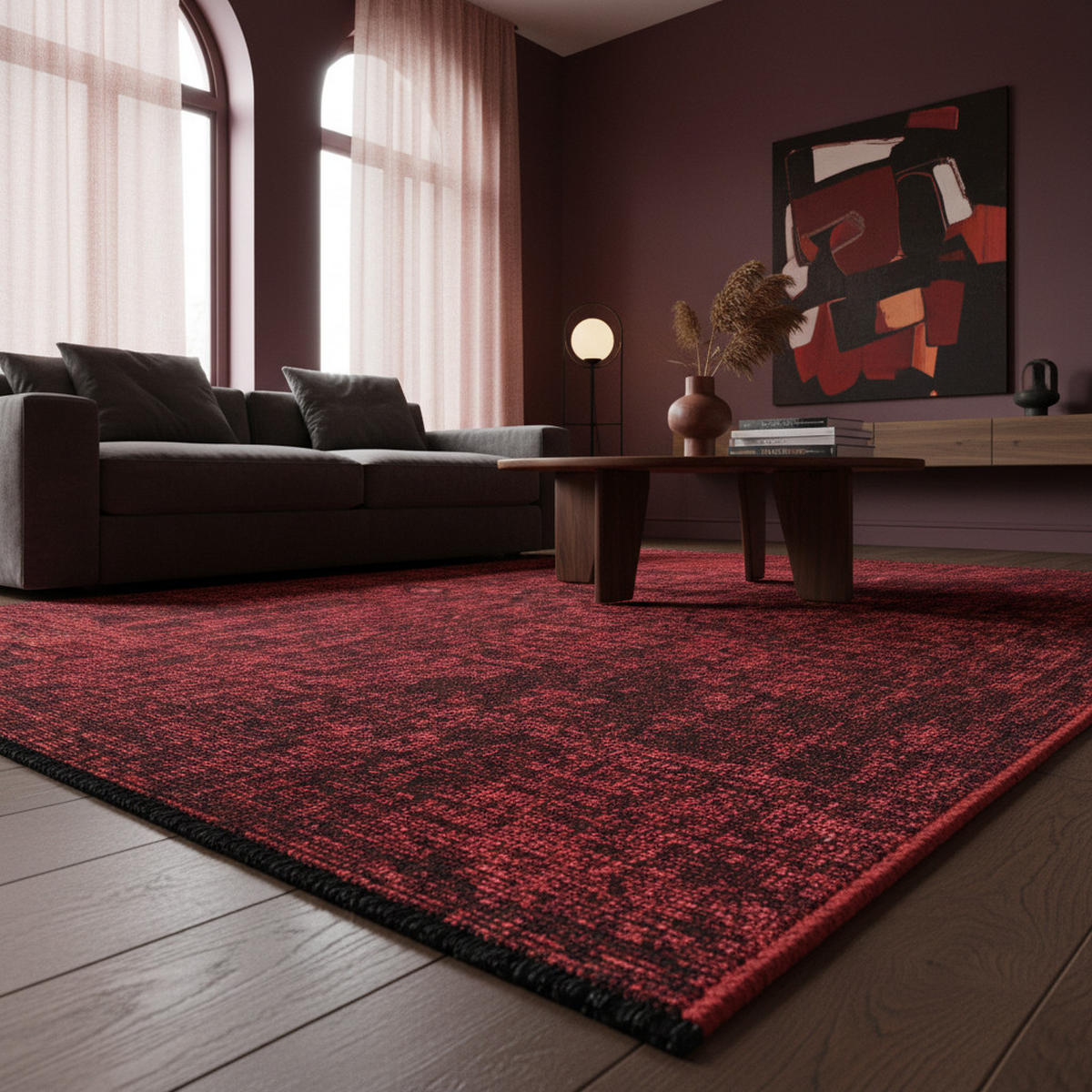 TEPPICH Kurzflor Unicolor Chenille Baumwolle Innen Rot Rechteckig 120x170 - Rot, Textil (120/170cm) - KADIMA DESIGN