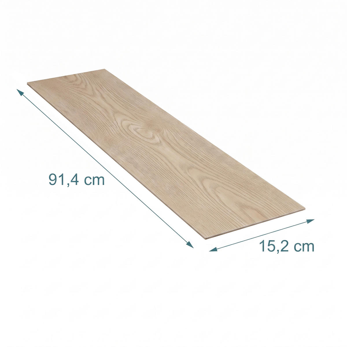 VINYLBODEN Eiche hell 50er-Set selbstklebend - Beige, Kunststoff (91.4/15.2/0.2cm) - Relaxdays
