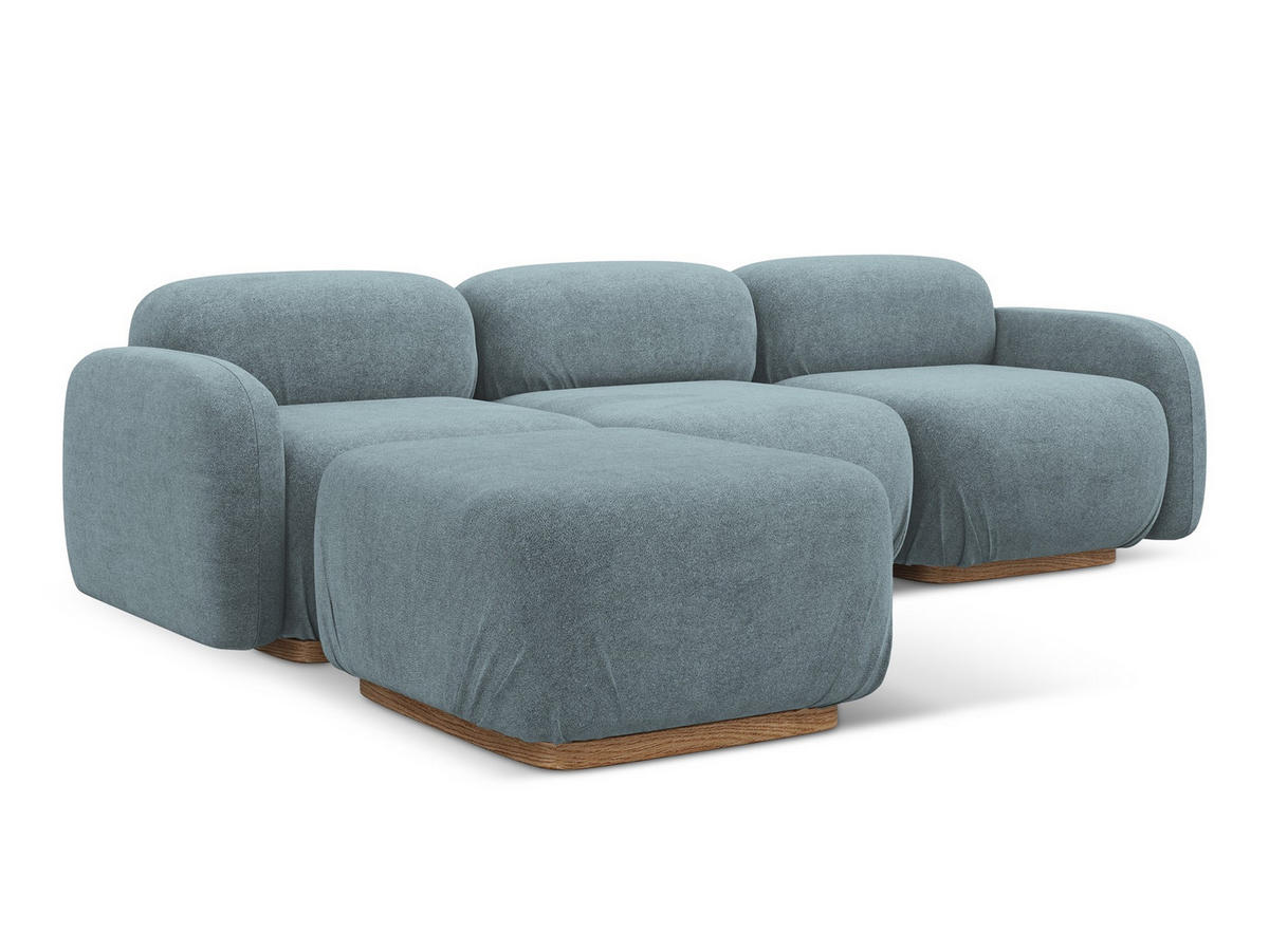 ECKSOFA Beidseitig Bouclé Stoff Blau - Blau/Blaugrau, Holz/Textil (270/190cm) - Makamii