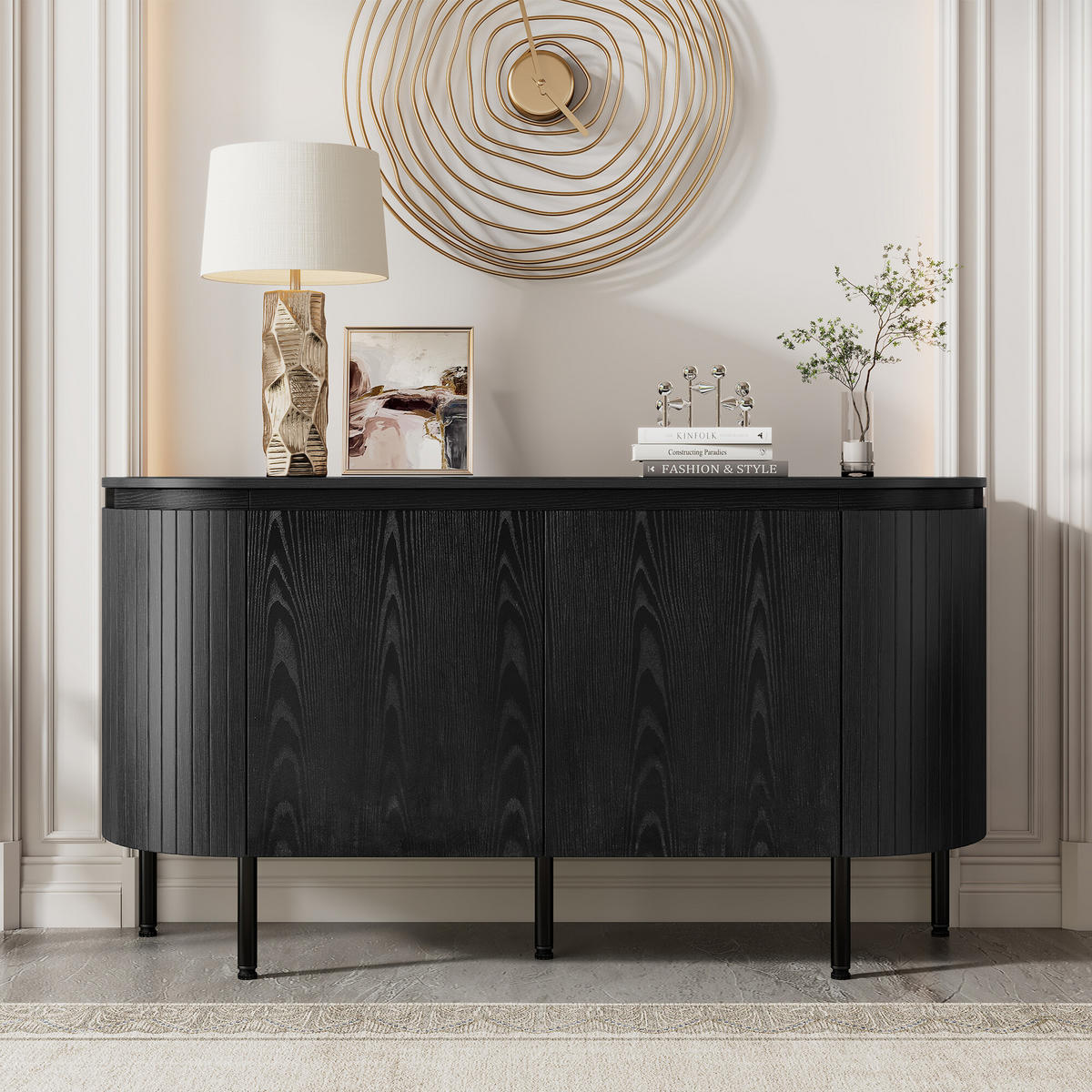 SIDEBOARD Schwarz 43/145/78 cm - Schwarz, Holzwerkstoff (43/78/145cm) - Urban Meuble