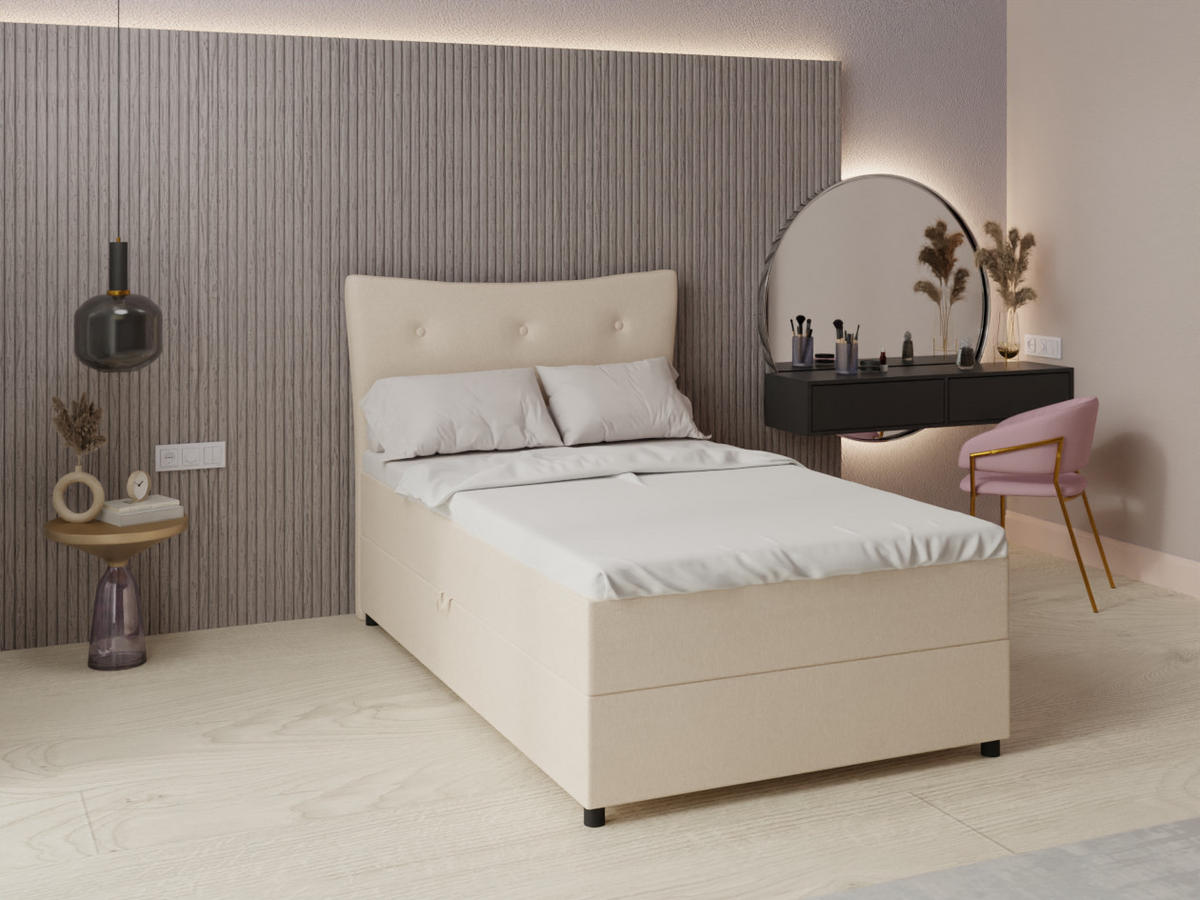 BOXBETT Nevada 120x200 cm Polsterbett mit hochwertiger Bonell-Matratze und Topper -Dunkelgrau - Anthrazit, Holz (120/200cm) - Homesy