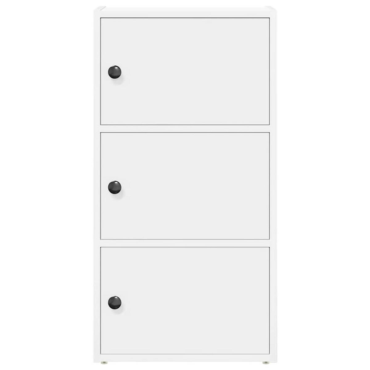 BÜCHESCHRANK mit 3 Türen 40/24/77 cm aus Holzwerkstoff Weiß - Weiß, Holz (40/77/24cm) - vidaXL