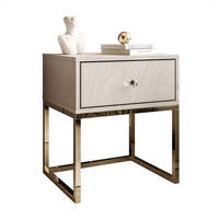 NACHTTISCH BLANCO KASZMIR auf verchromtem Gestell kaschmir/gold chrom - Goldfarben, Holzwerkstoff (45/52/37cm) - Lookway