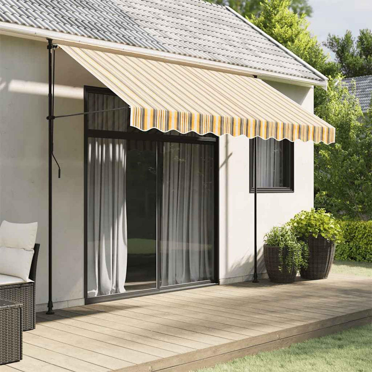 MARKISENBESPANNUNG Mehrfarbig Gestreift 3/2.5 M - Multicolor, Textil (280/245cm) - vidaXL