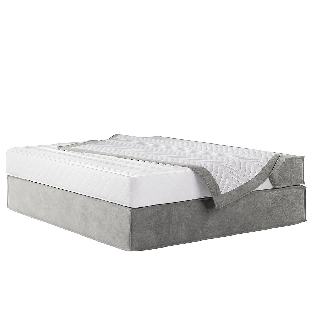 BOXSPRINGBETT - Premium - Hellgrau, Textil (200/200cm) - home24
