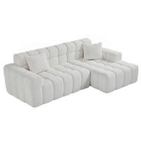ECKSOFA L-Form 3-Sitzer in Weiß aus Samt mit recht Chaiselongue - Weiß, Textil (249.94/149.1cm) - CHICFURN