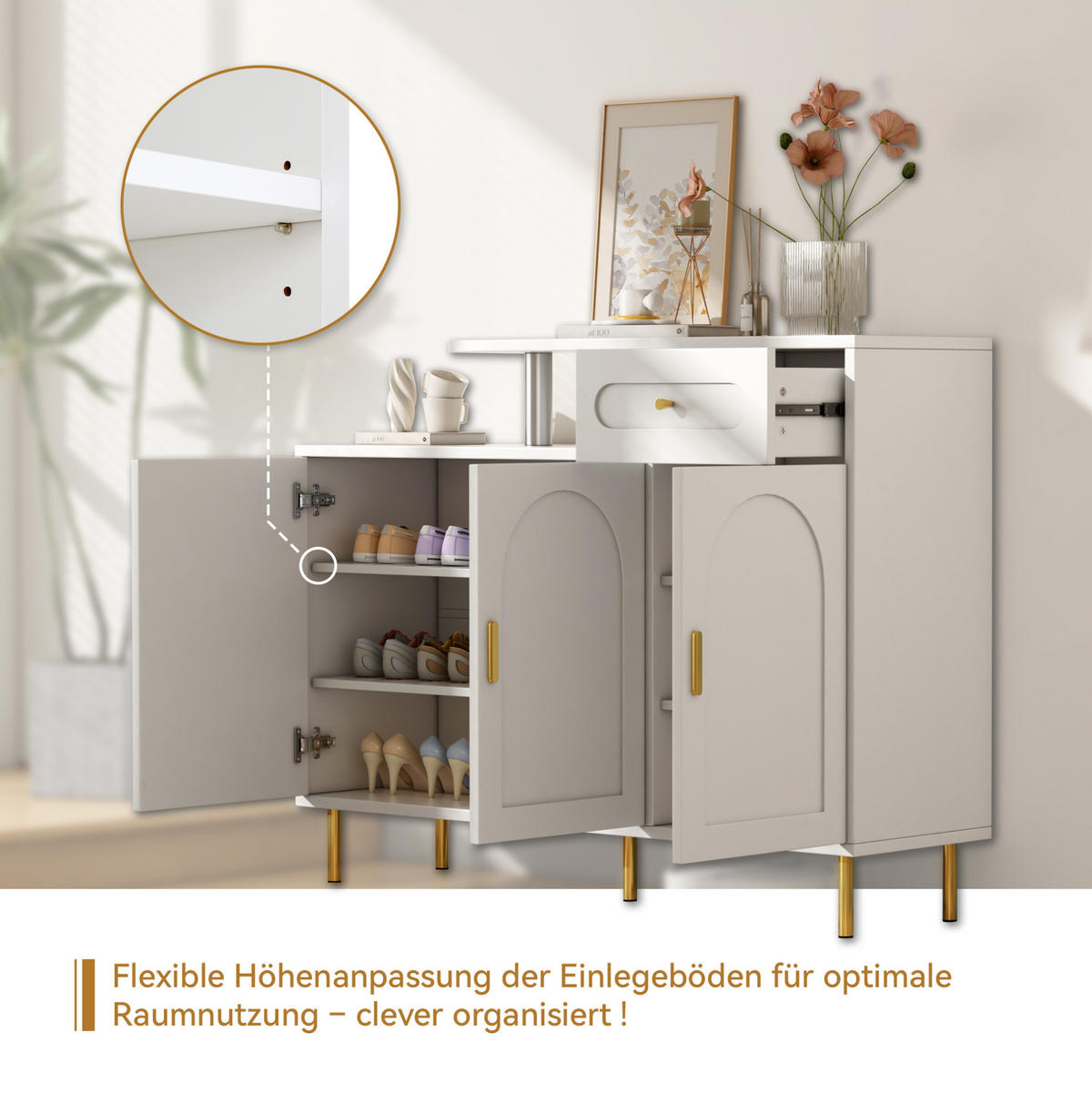KOMMODEN-SIDEBOARD 120/35/92 cm mit 3 Türen & Schublade in Weiß - Weiß, Holzwerkstoff (120/92/35cm) - BEAOK