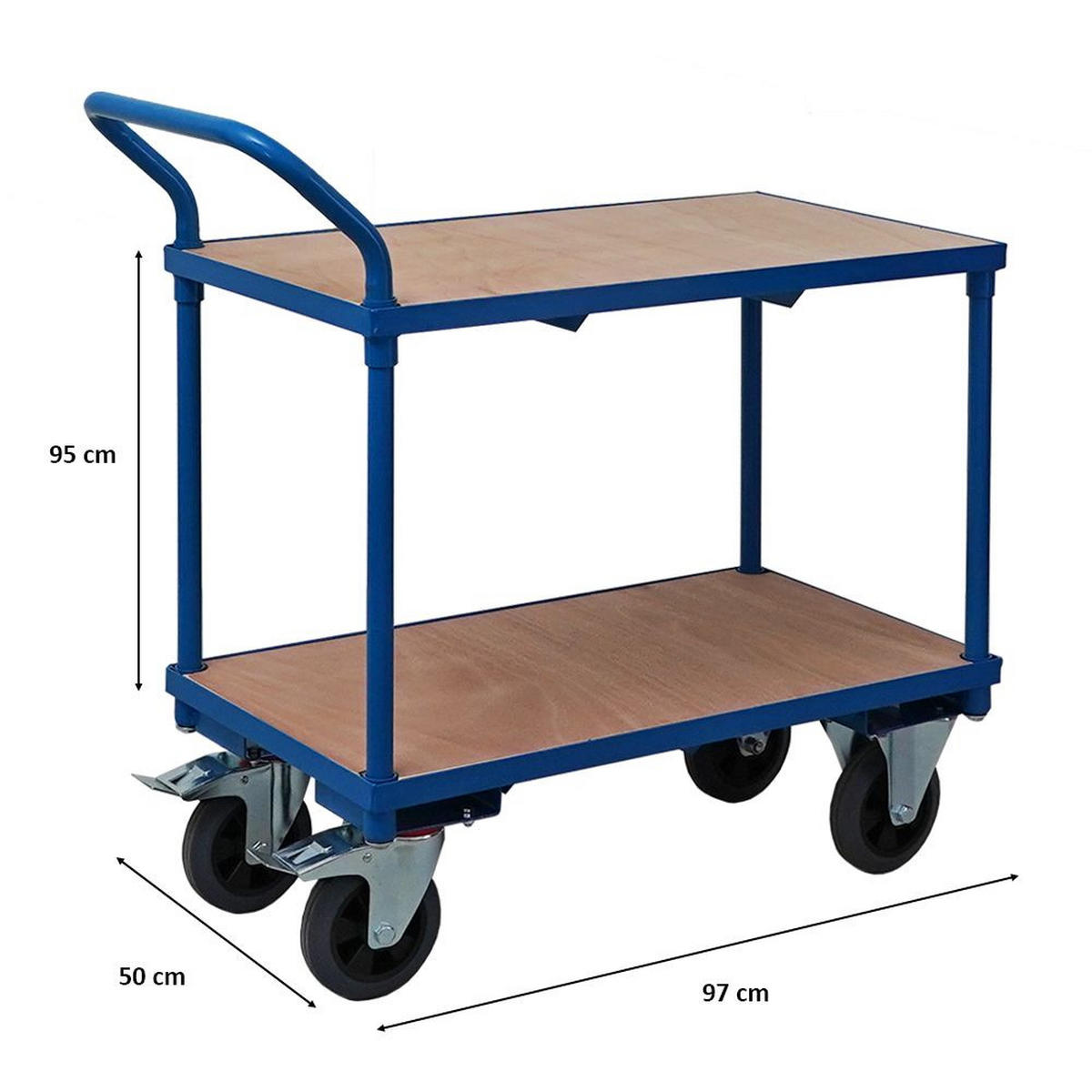 TISCHWAGEN mit 2 Etagen 95x50x97cm Traglast 400kg Lichtblau - Hellblau, Metall (97/50/95cm) - PROREGAL