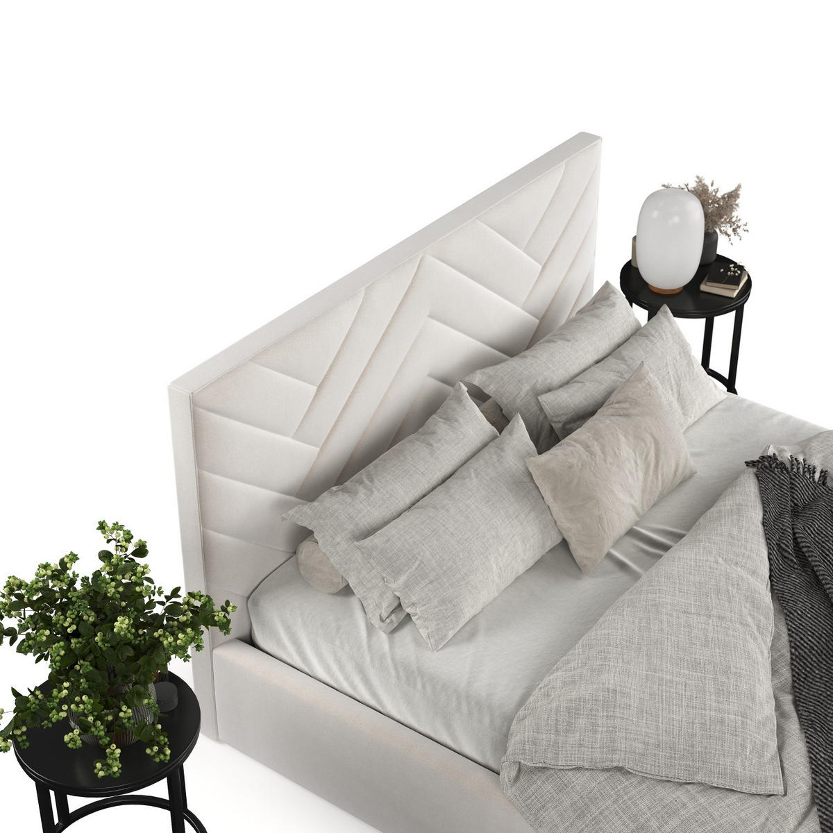 POLSTERBETT Arco 140/200 cm Creme im Paros Stoff - Creme/Schwarz, Holz/Holzwerkstoff (140/200cm) - AltaBeds