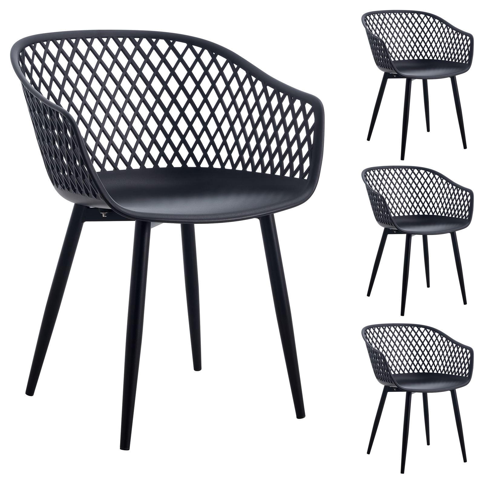 Idimex Gartenstuhl Schwarz, Schwarz 61x80x57 cm