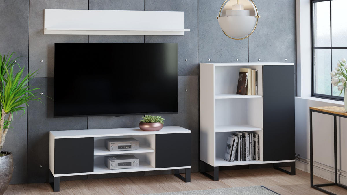 BÜCHERREGAL Fondi - Schwarz/Weiß, Holzwerkstoff (40/116/90cm) - RAUMHIRSCH FURNITURE