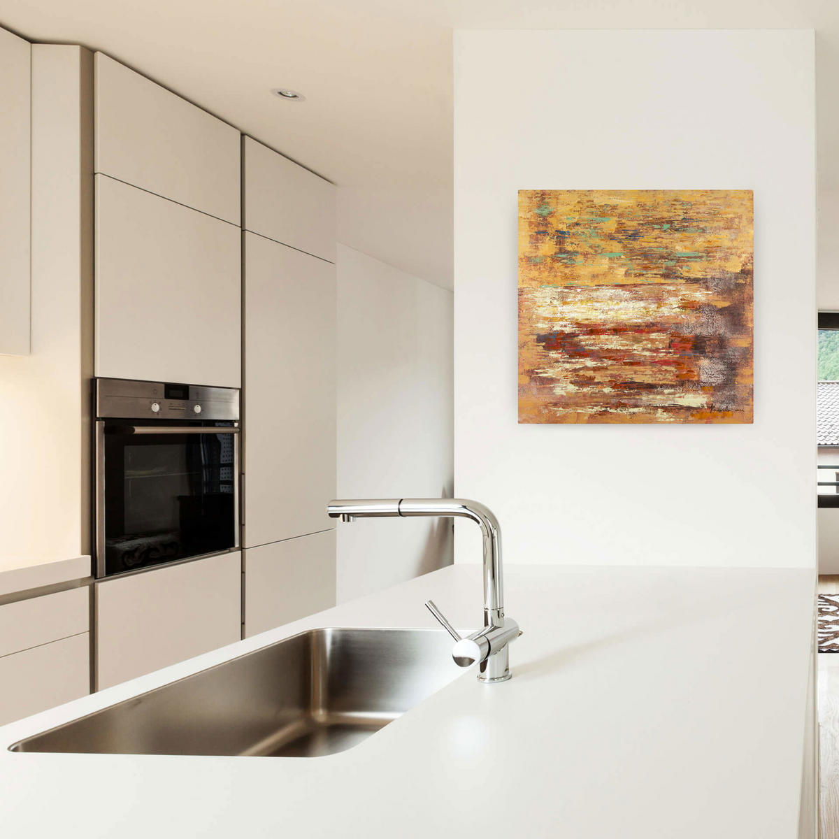 ÖLGEMÄLDE 80/80 cm - Braun, Holz/Textil (1.6/80cm) - KUNSTLOFT