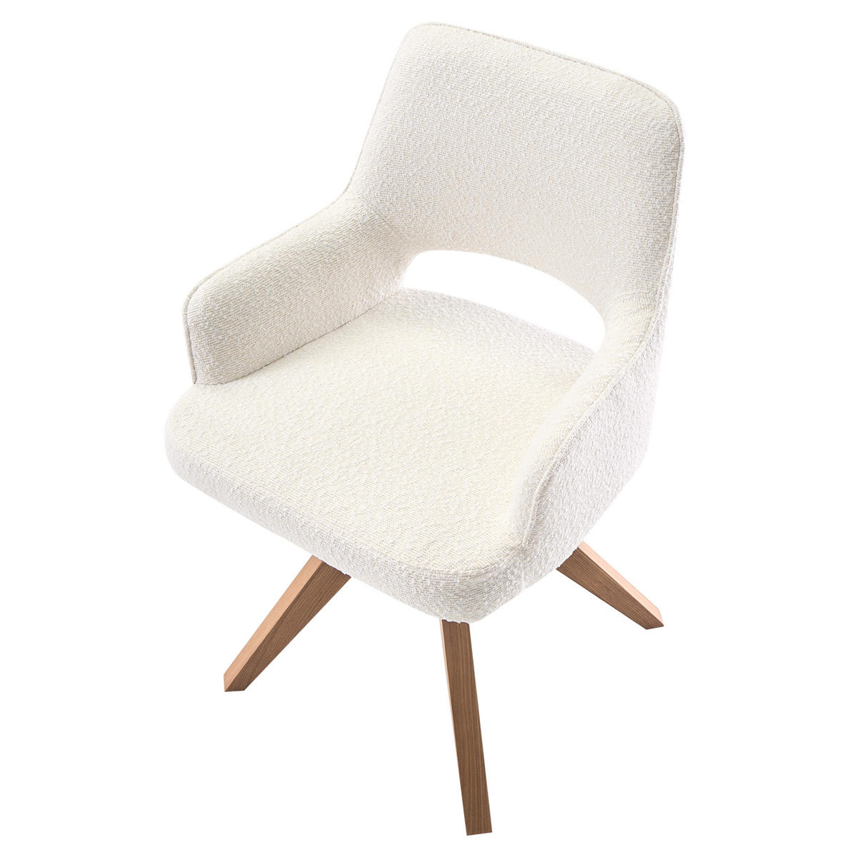 JÍDELNÍ ŽIDLE otočná Bouclé Světle béžová Moravia - béžová, textil (56/83/66cm) - Beliani