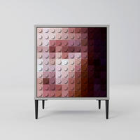 SIDEBOARD CONSTRUCTIVE ART, Grau, 57,5x42x72,5 cm, Schwarze Metallfüße - Multicolor/Schwarz, Holzwerkstoff/Metall (57.5/72.5/42cm) - SpaceRebels