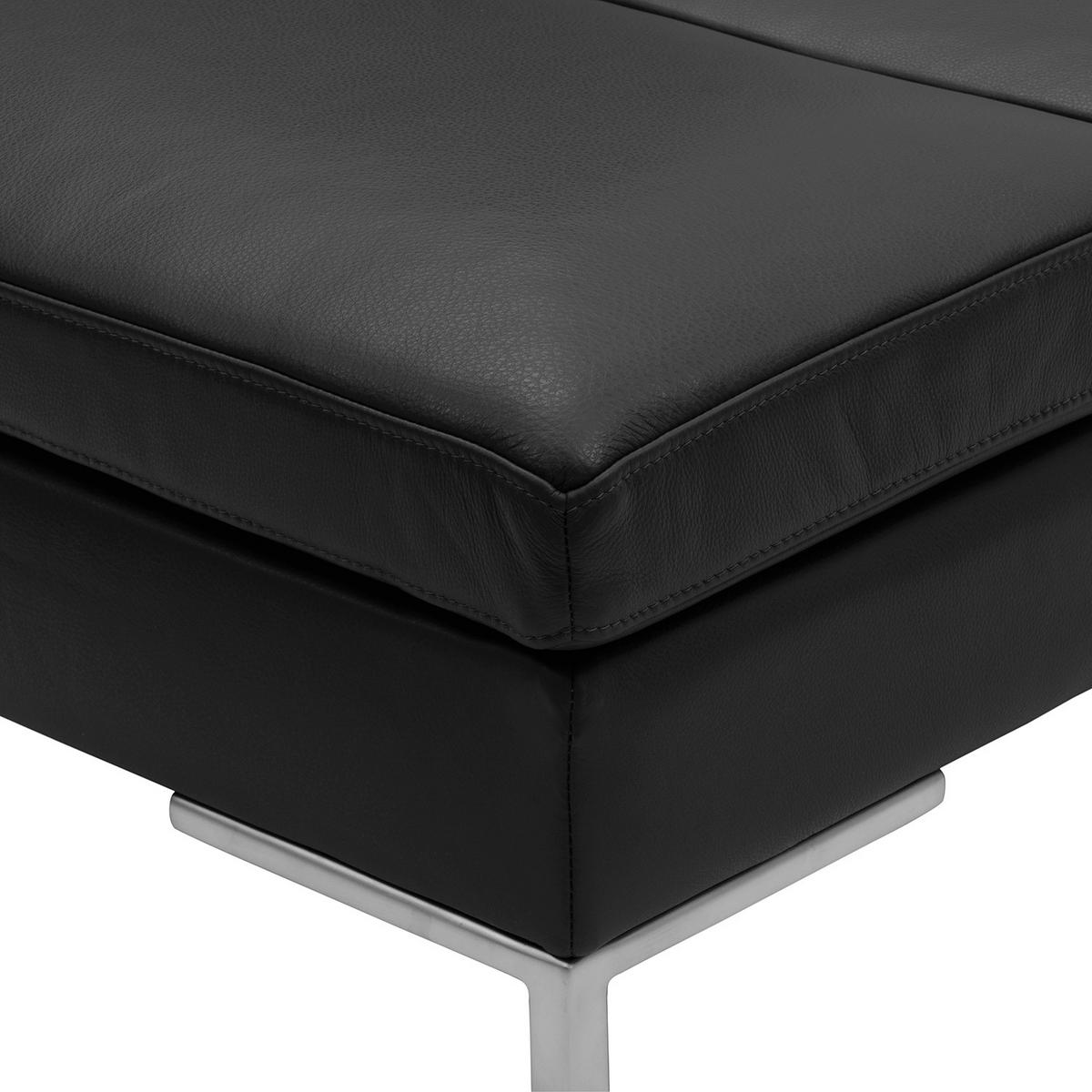 POLSTERHOCKER - Chromfarben/Schwarz, Leder/Metall (108/40/69cm) - home24