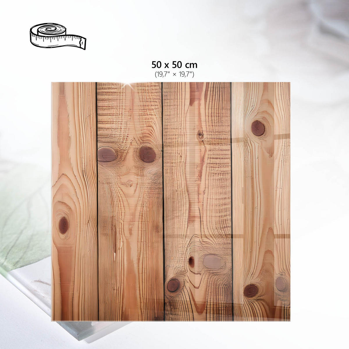 TISCHPLATTE 50x50 cm – Holzmotiv - Grün, Glas (50/50/0.4cm) - Wallfluent