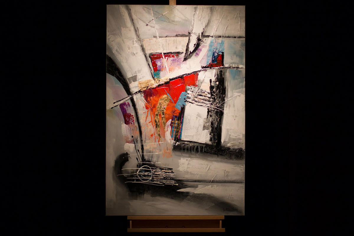 ACRYLBILD HANDGEMALT 80/120 cm - Multicolor/Grau, Holz/Textil (2.12/120cm) - KUNSTLOFT