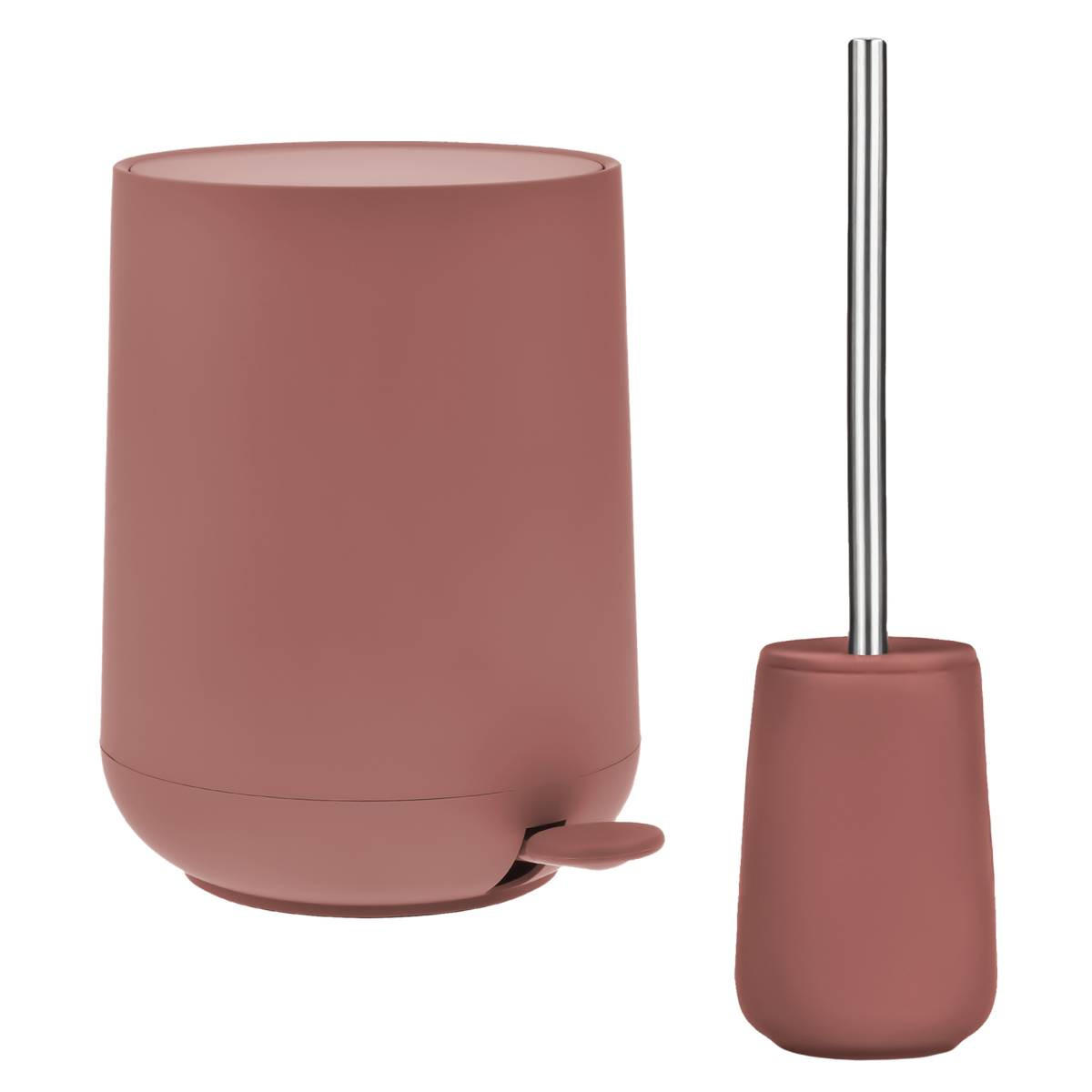 BAD ACCESSOIRES SET Nova 2tlg. peach red (pfirsich rot) - Rot, Kunststoff (23/29/23cm) - Zone Denmark