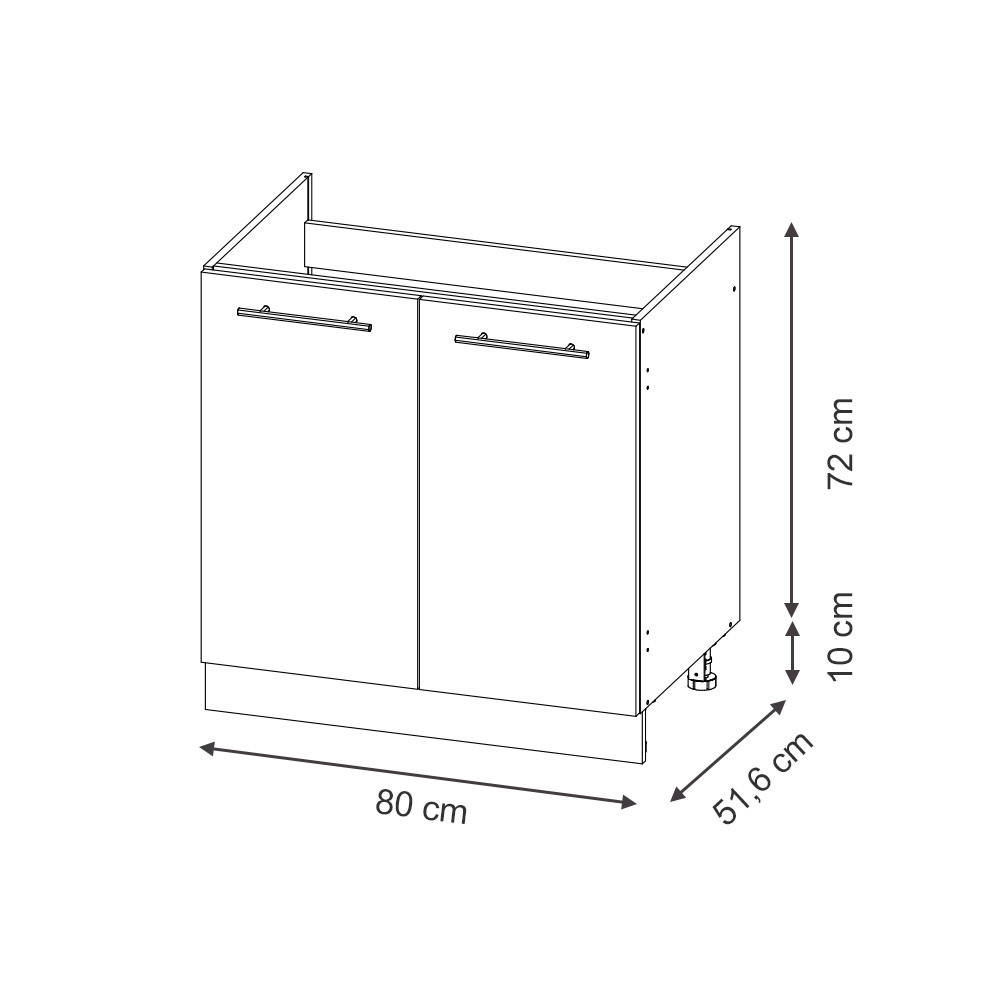 SPÜLENUNTERSCHRANK Fame-Line Dunkelblau Hochglanz 80 cm, AP Eiche - Anthrazit/Dunkelblau, Holzwerkstoff (80/82/60cm) - Vicco
