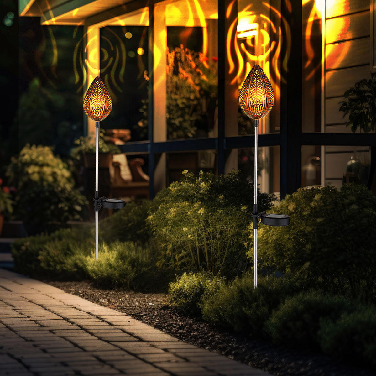 LED AUSSENLEUCHTE Edelstahl Kupfer 2er Set - Kupferfarben, Kunststoff (8/8/85cm) - Globo Lighting