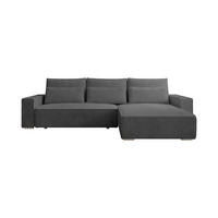 ECKSOFA Alice mit Bettkasten und Schlaffunktion, Cordstoff in L-Form - Dunkelgrau, Textil (289/184cm)