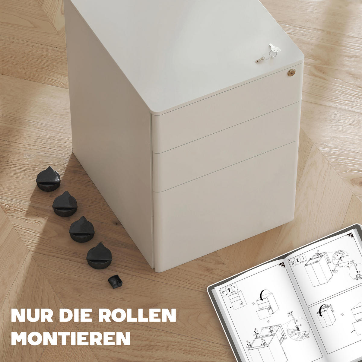ROLLCONTAINER DE-09773 Weiß - Weiß, Metall (48/59/39cm) - ComfortXL