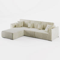 ECKSOFA LUMO L Links Creme Velours-Stoff mit Schlaffunktion und Bettkasten - Creme, Textil (293/195cm) - Barchello