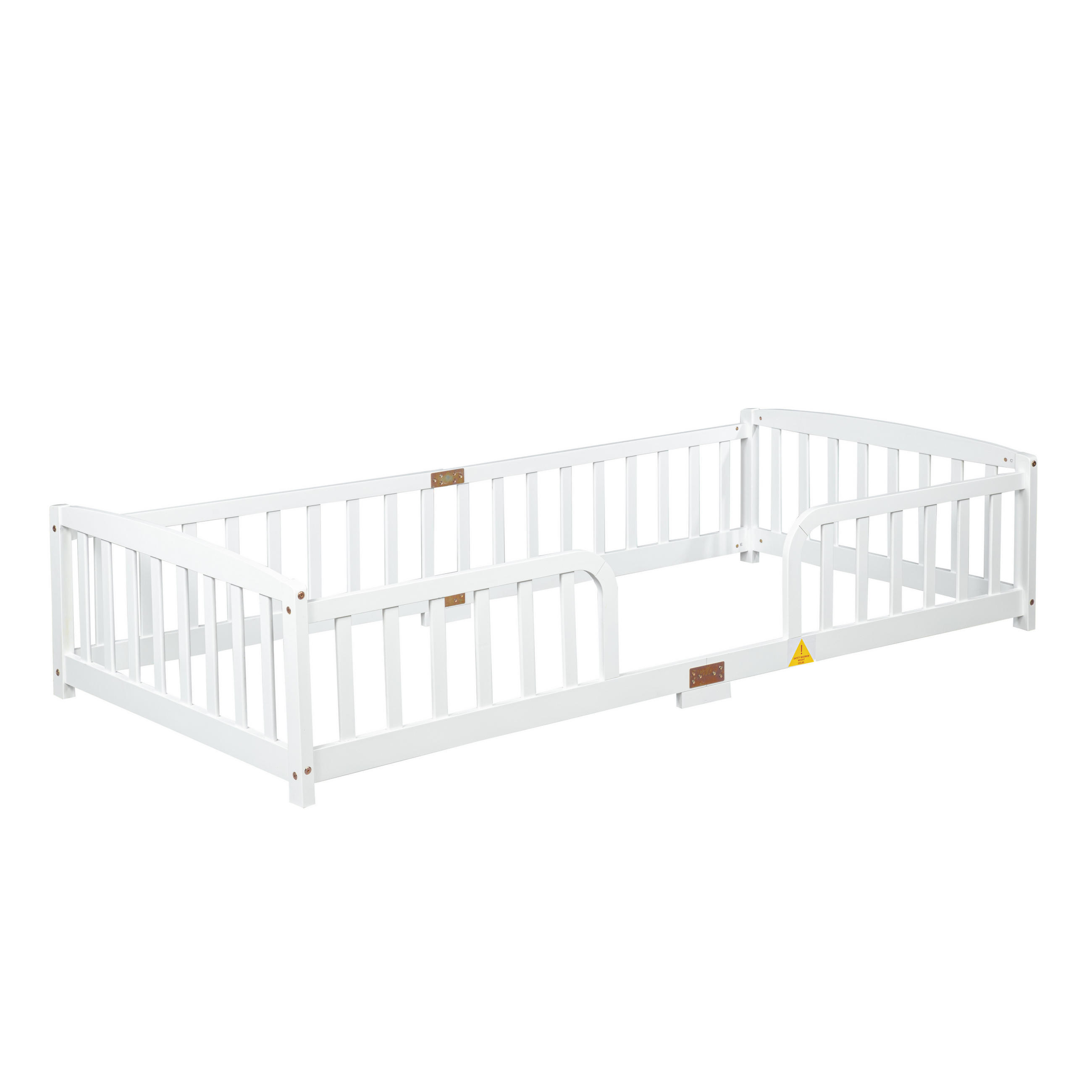 BODENBETT 90/200 cm DE-32892 mit Sicherheitsgeländer Weiß - Weiß, Holz (90/200cm) - ComfortXL