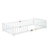 BODENBETT 90/200 cm DE-32892 mit Sicherheitsgeländer Weiß - Weiß, Holz (90/200cm) - ComfortXL