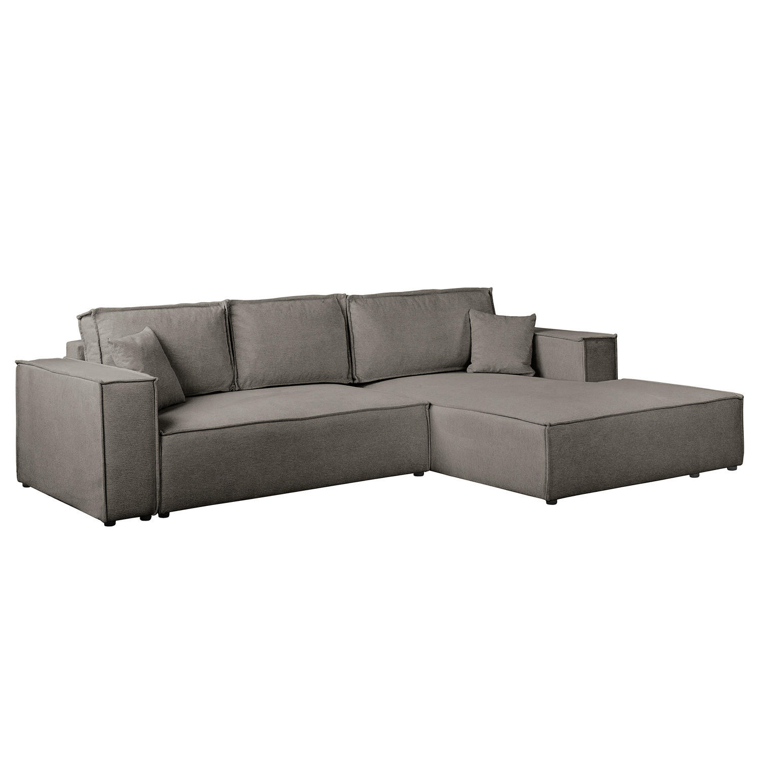 ECKSOFA mit Schlaffunktion - Longchair - Schwarz/Grau, Kunststoff/Textil (294/185cm) - home24