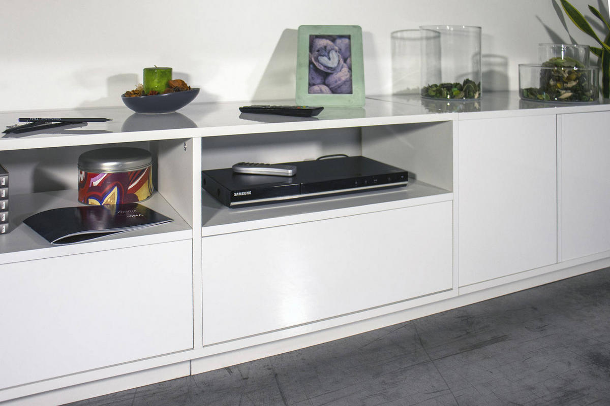 FERNSEHSCHRANK Glänzendes Weiß 41/260/46 cm - Weiß, Holzwerkstoff (260/46/41cm) - DMORA