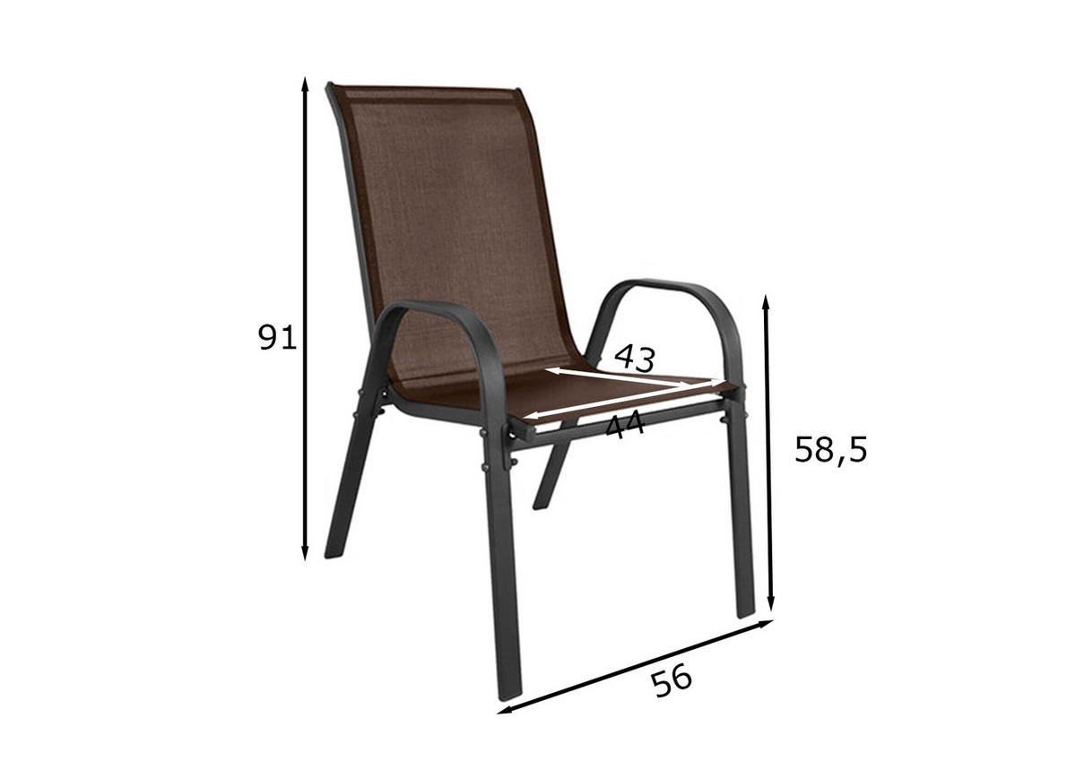 GARTENSTUHL set aus 4 stücken - Braun, Metall (56/91/54cm) - A2A Home