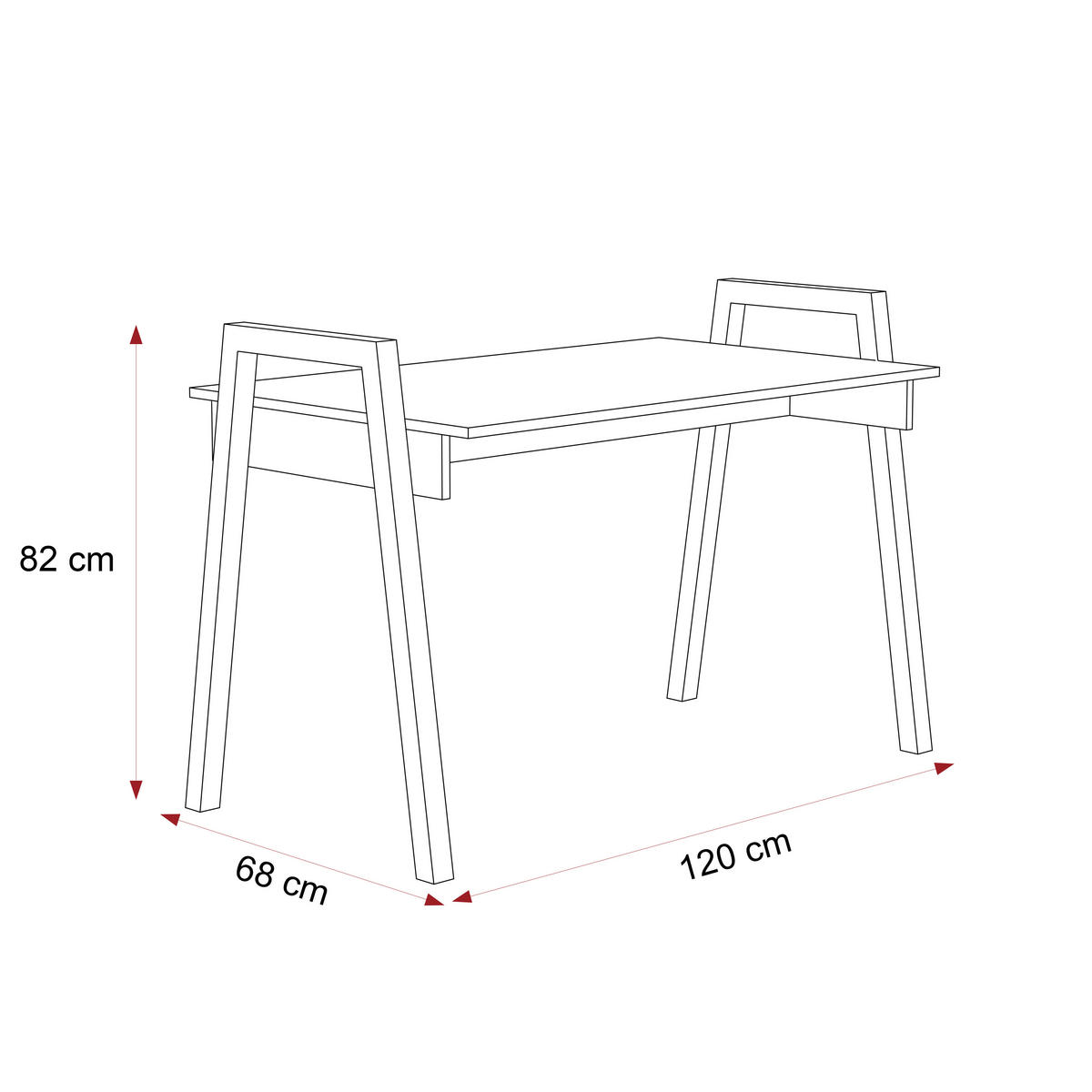 SCHREIBTISCH NOVO 120/68/82 cm, Weiß - Weiß, Holzwerkstoff/Metall (68/120/82cm) - Idohome