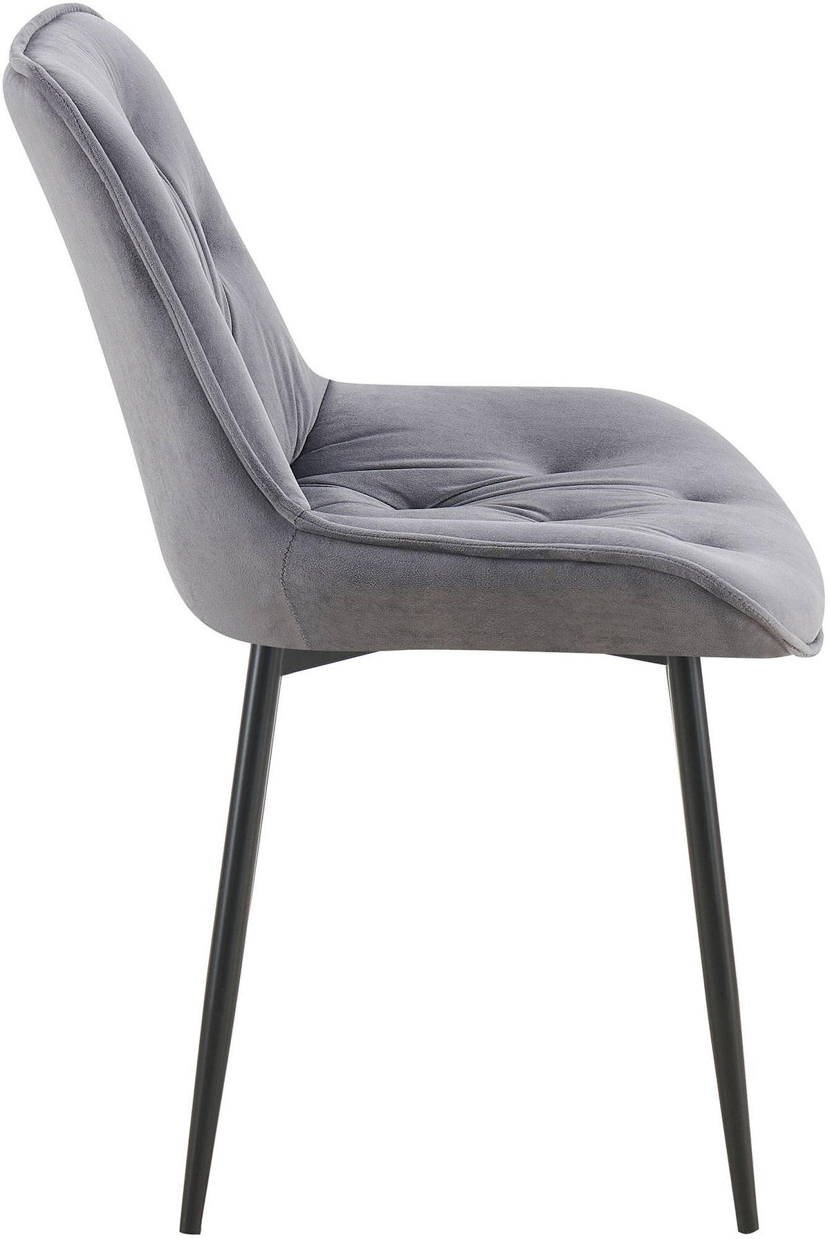 STUHL Samt dunkelgrau - Dunkelgrau/Schwarz, Textil/Metall (52/84/59cm) - CLP