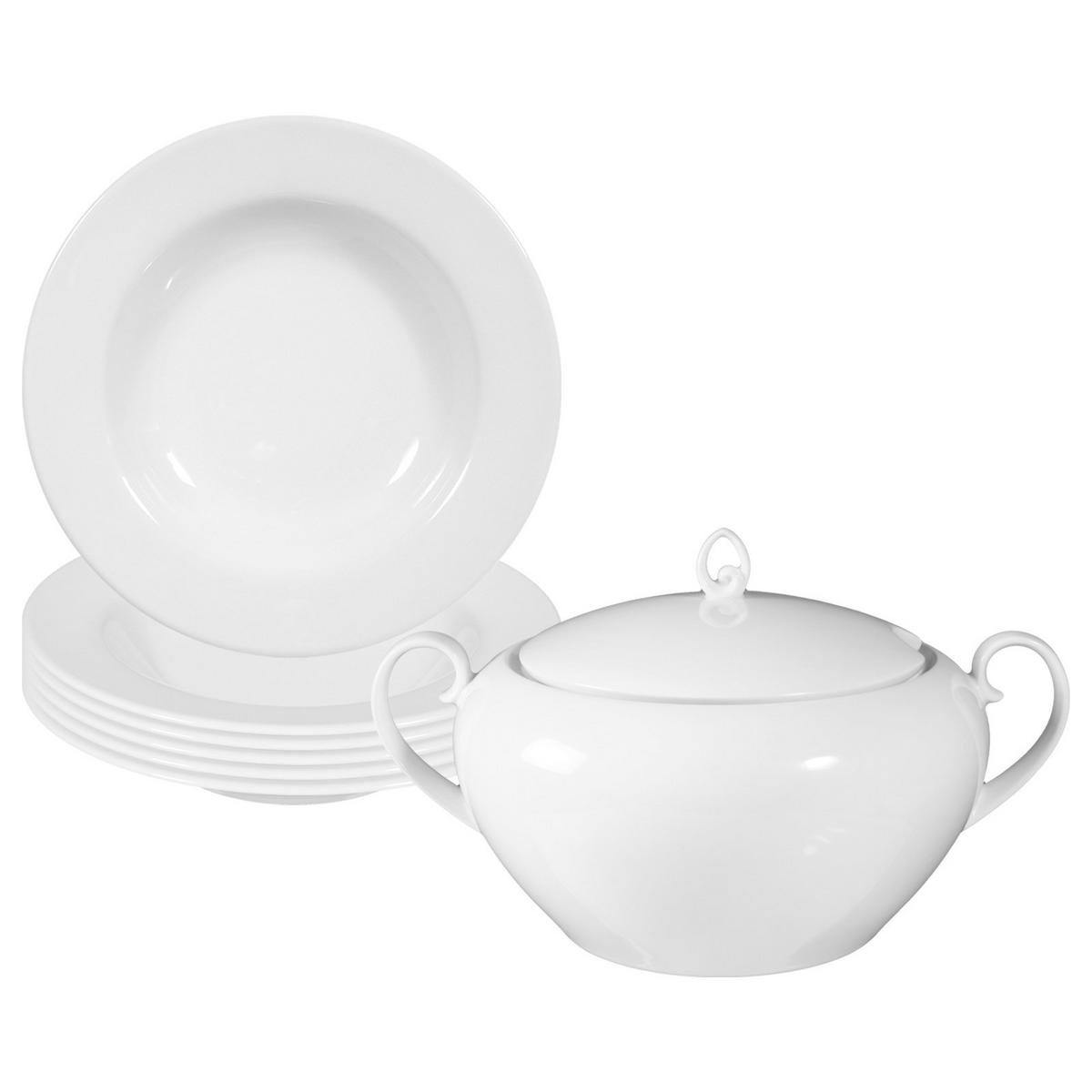 SUPPEN-SET Rondo/Liane weiß 7er Set - Weiß, Keramik (1/1/1cm) - Seltmann Weiden