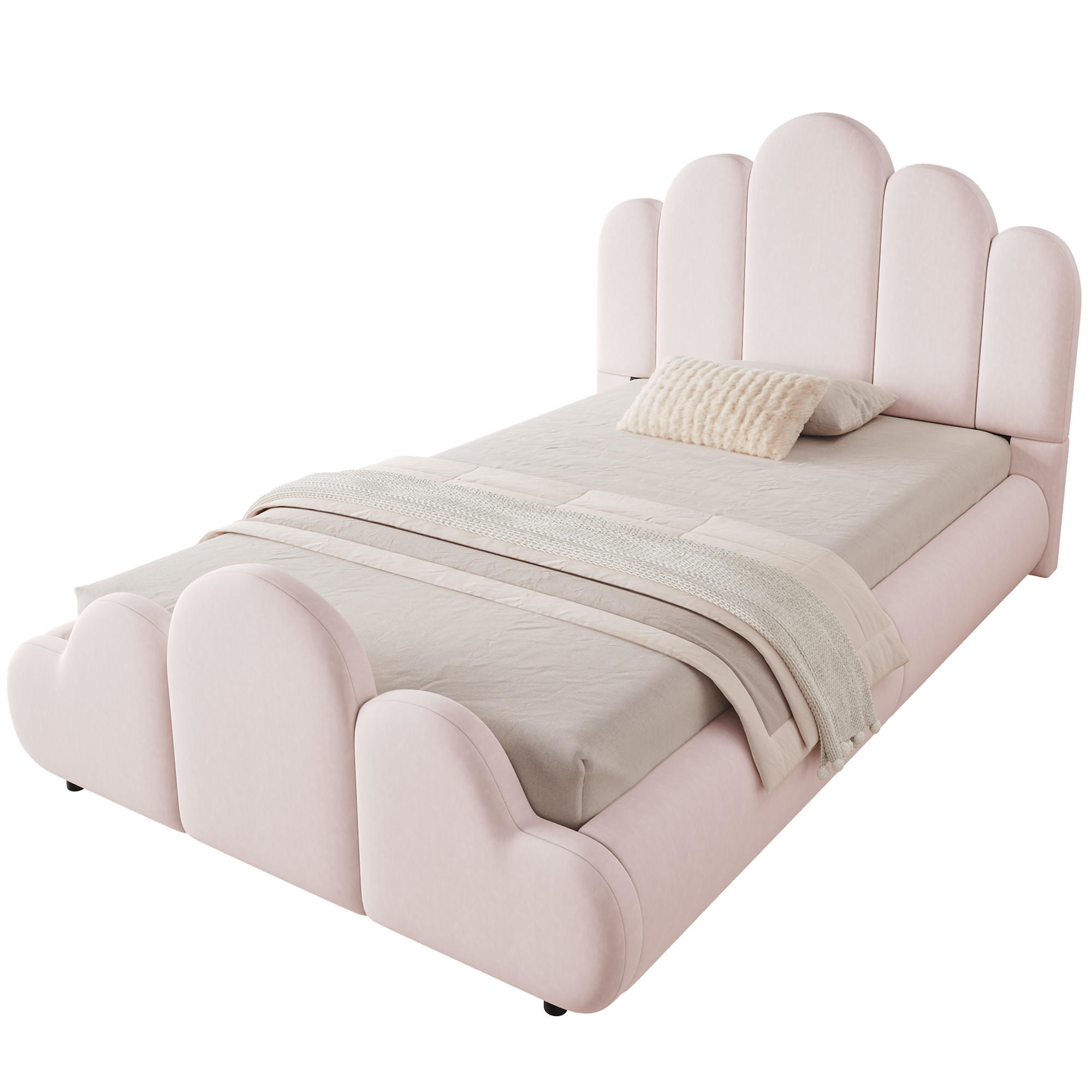 POLSTERBETT 90/200 cm in Rosa mit gepolstertem Kopfteil, abgerundeten Ecken und Stauraum aus Samt - Schwarz/Rosa, Holzwerkstoff/Textil (90/200cm) - STILVORA
