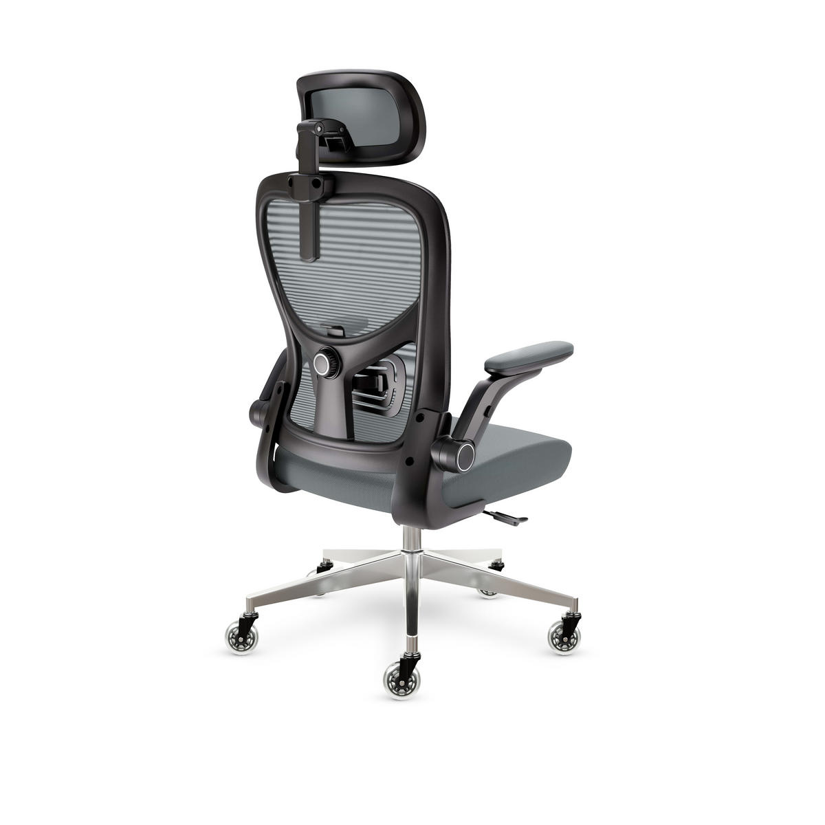 BÜROSTUHL SmartSeat Anthrazit - Anthrazit/Silberfarben, Kunststoff/Textil (70/142/70cm) - Clouvou