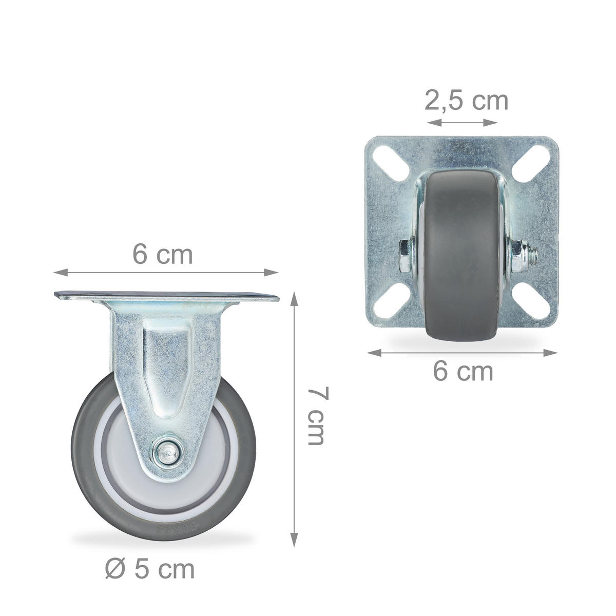 4XŤAŽNÉ kolieska - viacfarebná, kov/plast (6/7/6cm) - Relaxdays