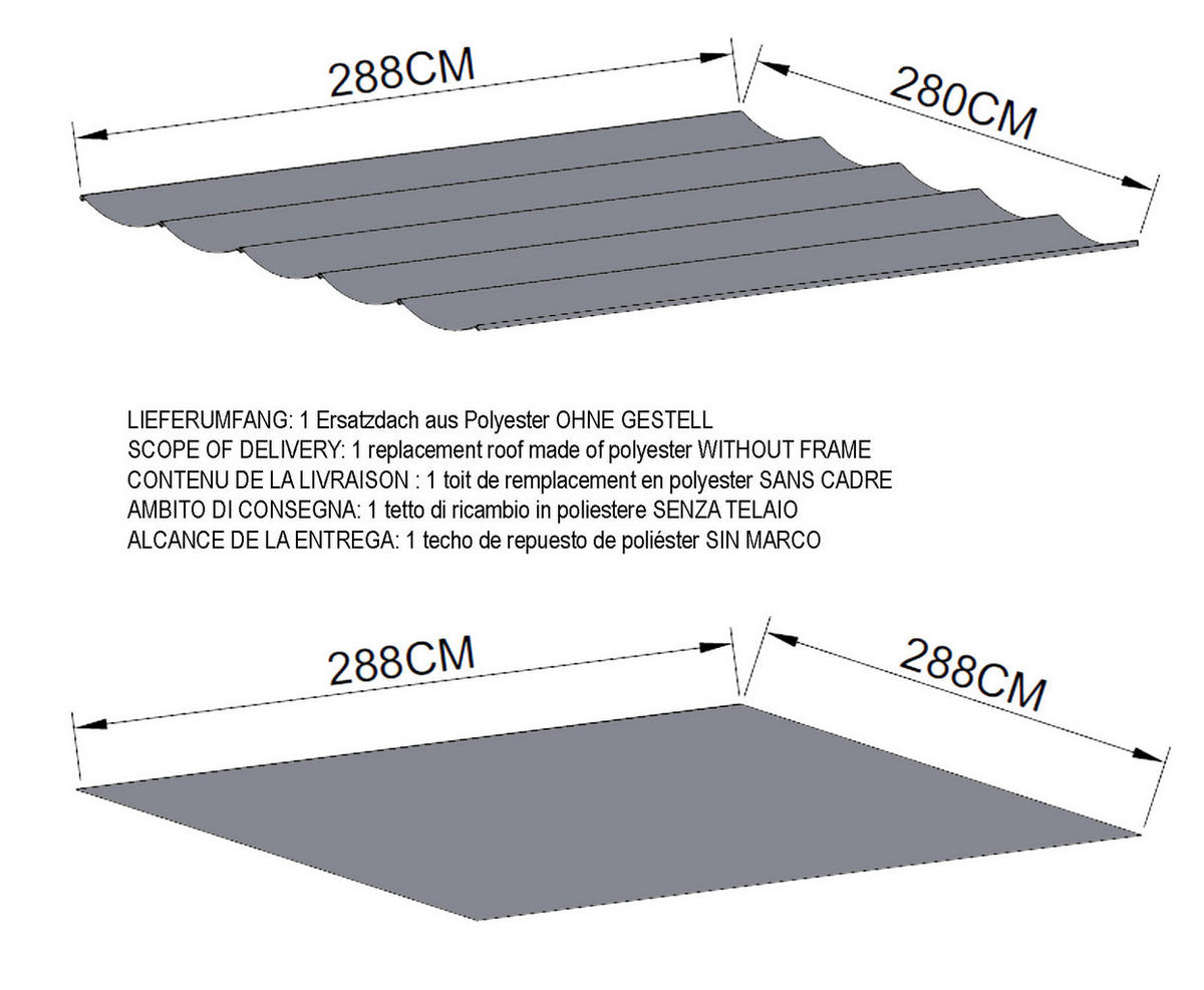 ERSATZDACH Flachdachpergola Firenze 3x3 Meter Grau - Grau, Textil (288/1/288cm) - QUICK STAR