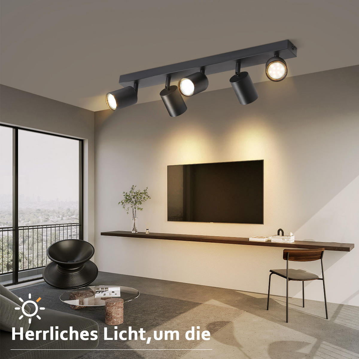 STRAHLER Roger 5-flammig 55/3/14 cm - Schwarz, Metall (55/3/14cm) - Nettlife