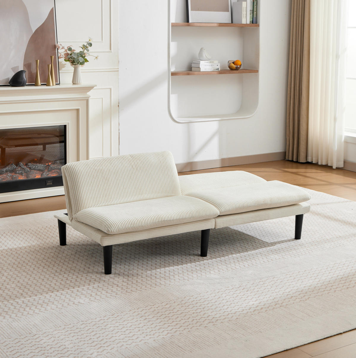 SOFA 2-Sitzer mit verstellbarer Rückenlehne Beige - Beige, Holzwerkstoff (168/67/86cm) - Meubliv