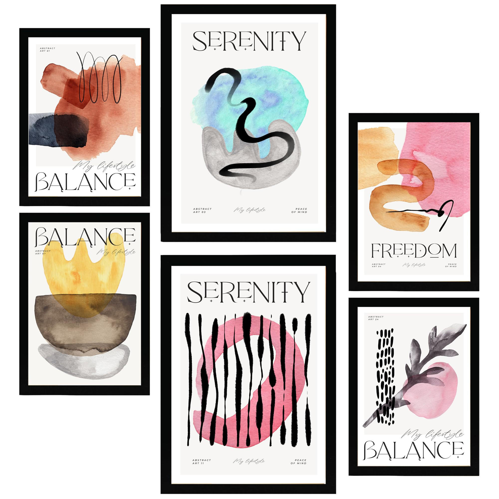 POSTER Set Mit 6 Emotionen A3 & A4 Schwarzer Rahmen - Schwarz, Papier (29/3cm) - Nacnic