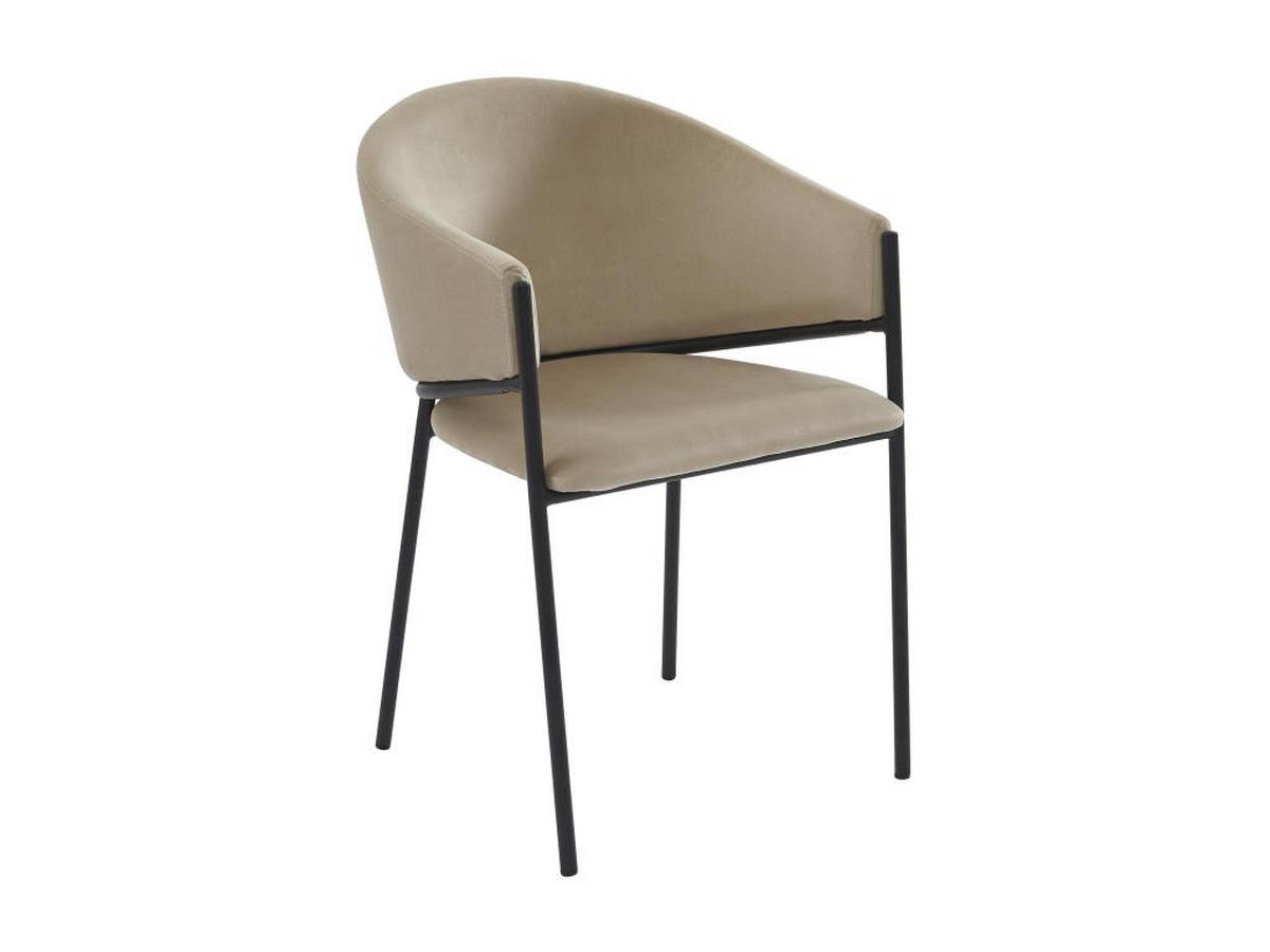 STUHL mit Armlehnen 2er-Set - Samt & Schwarzes Metall - Beige - ORDIDA - Beige, Textil (61/80/53cm) - Pascal Morabito