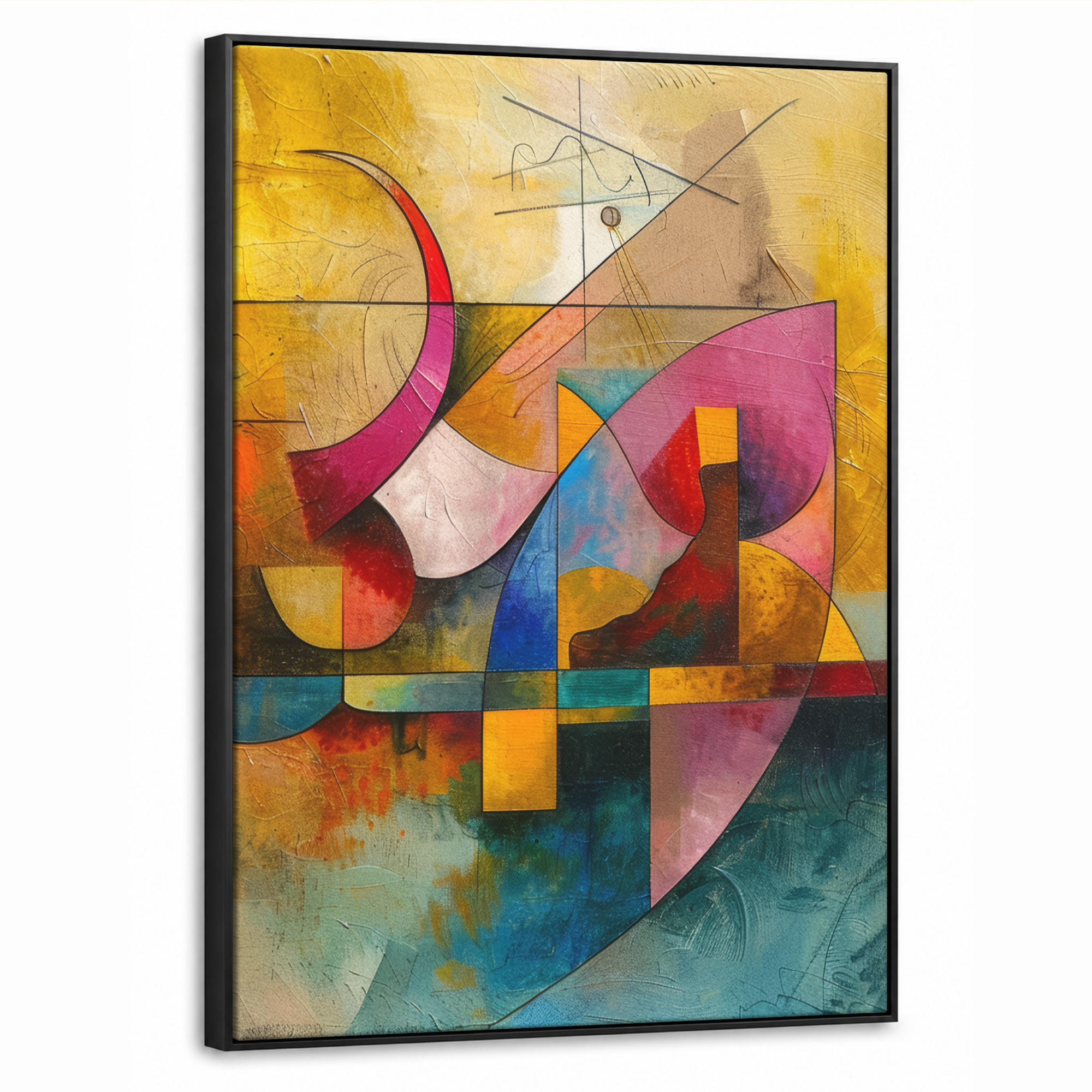 LEINWAND Bilder mit Rahmen - Kunst - Abstrakt - Modern - 50x70 - Gelb, Textil (50/70cm) - MuchoWow