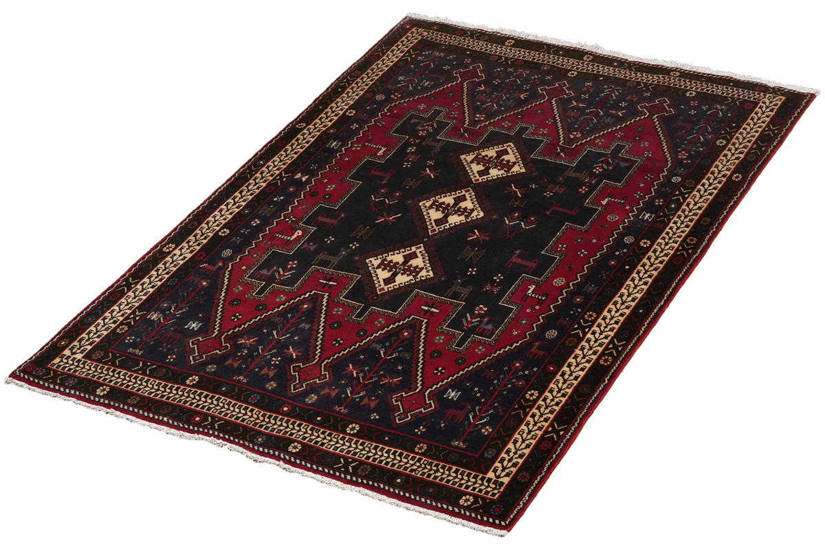 ORIENTTEPPICH handgeknüpft Afshar Blau 219/148 cm Schurwolle - Blau, Textil (148/219cm) - Looma