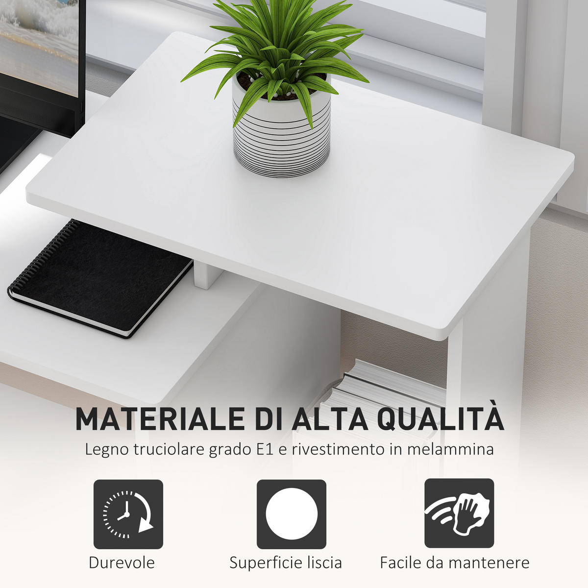 BÜROTISCH Weiß 1 Stück - Weiß, Holzwerkstoff (40/100/86.6cm) - GiPP