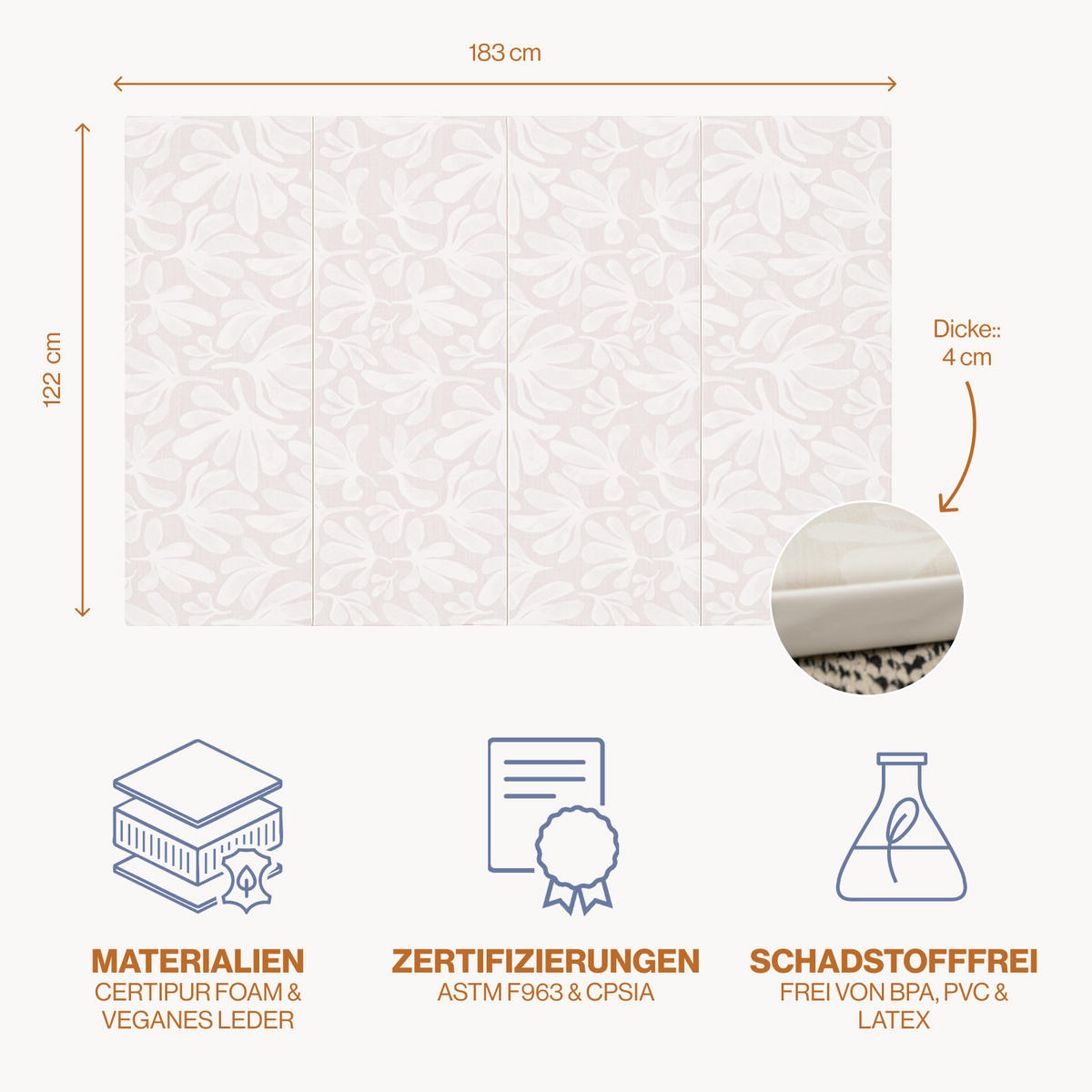 SPIELMATTE Willow Ava nude 122x183 - Creme, Kunststoff (122/183cm)