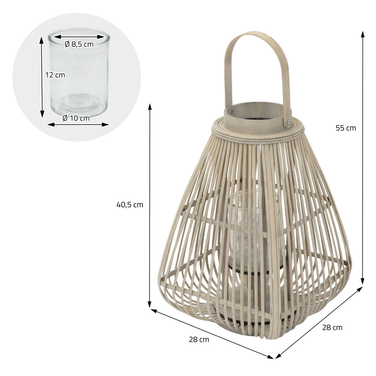BAMBUSOVÁ LAMPION V: 55 cm, dřevěná barva, styl boho - přírodní, dřevo (28/55/28cm) - ECD-Germany